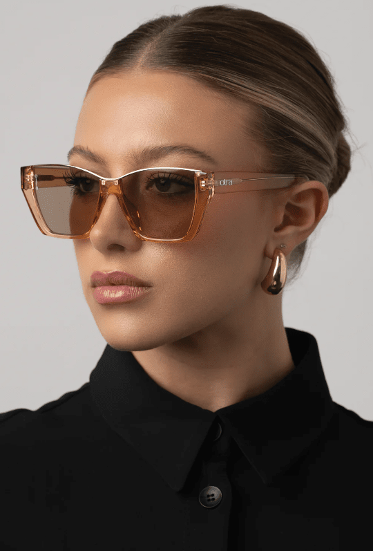 OTRA Eyewear - BELLE Transparent Gold with Brown Lense