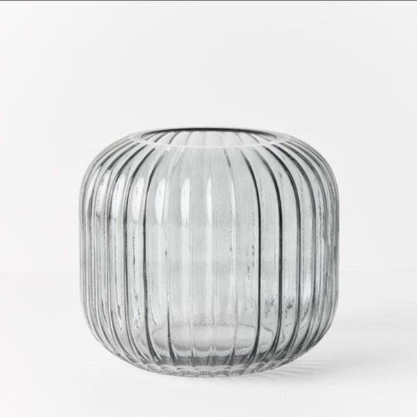 Lola Ripple Glass Vase in Grey - Large