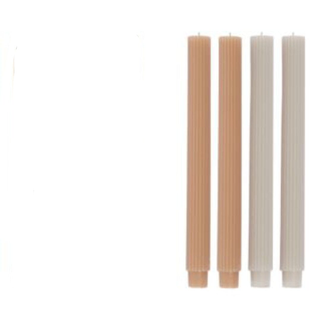 Ribbed Candle Set in Grey/Pink