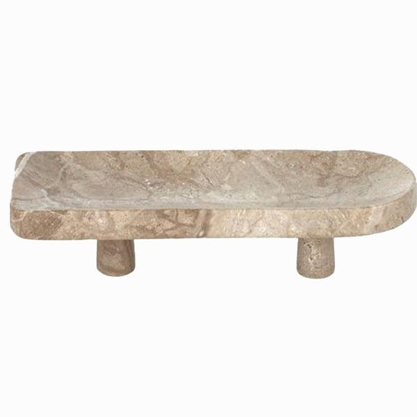 Kenzie Marble Footed Tray in Nude
