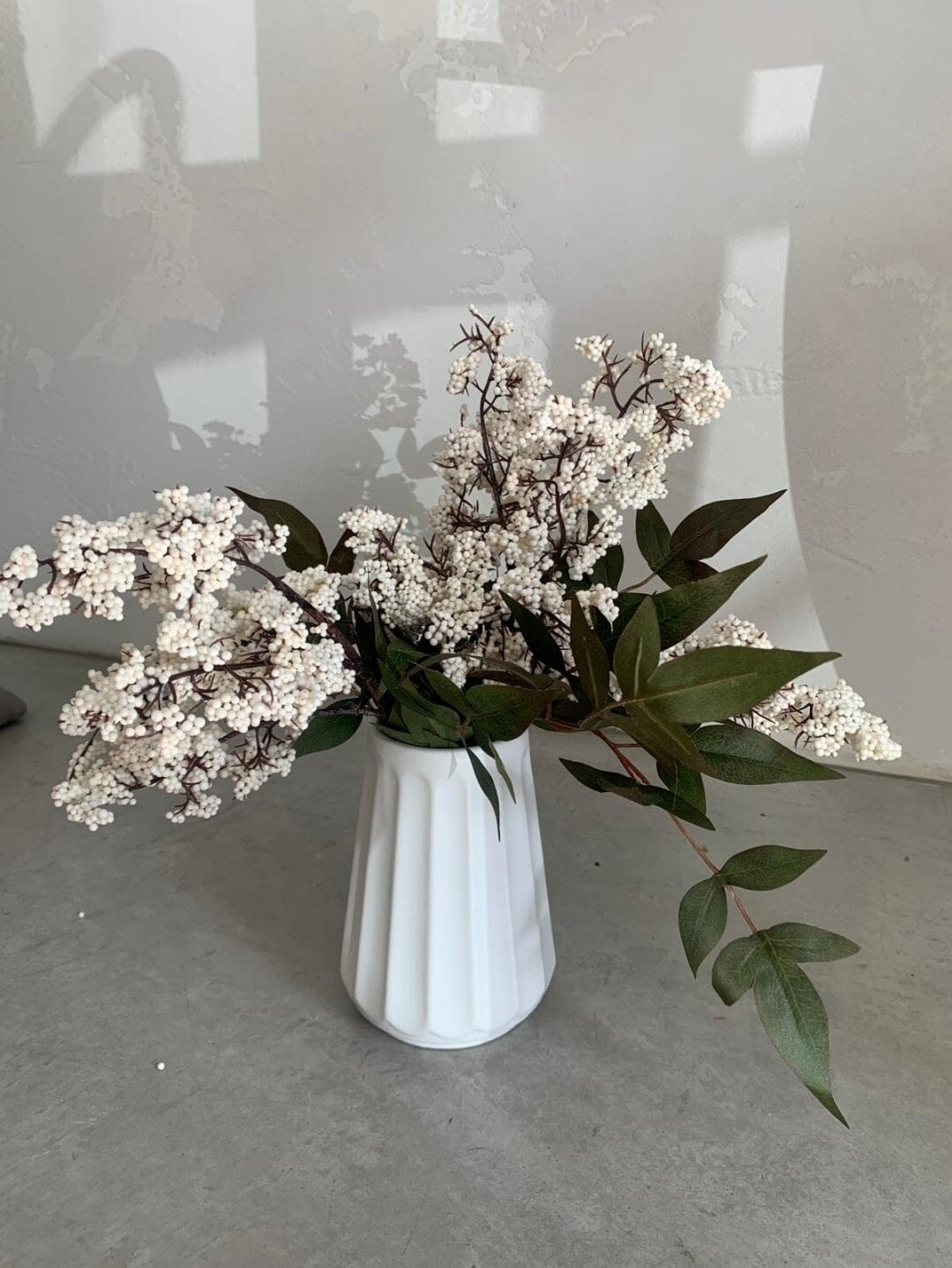 Habibi Faux Flowers + White Ceramic Vase Gift Set - Small