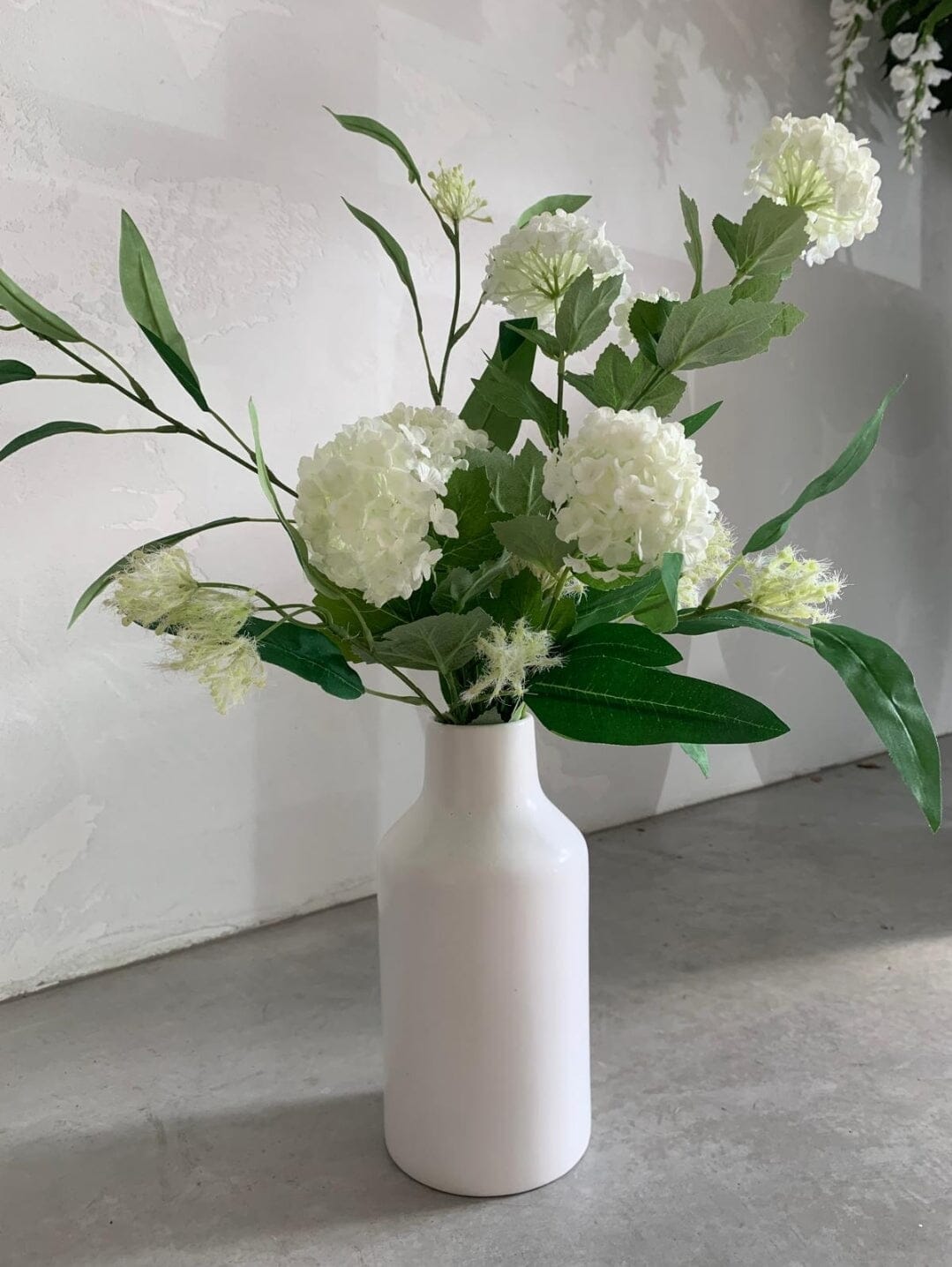 Habibi Faux Flowers + White Ceramic Vase Gift Set - Med