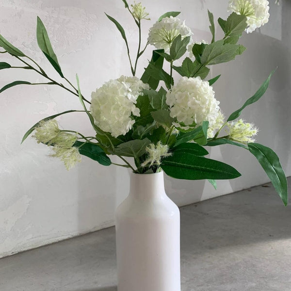 Habibi Faux Flowers + White Ceramic Vase Gift Set - Med