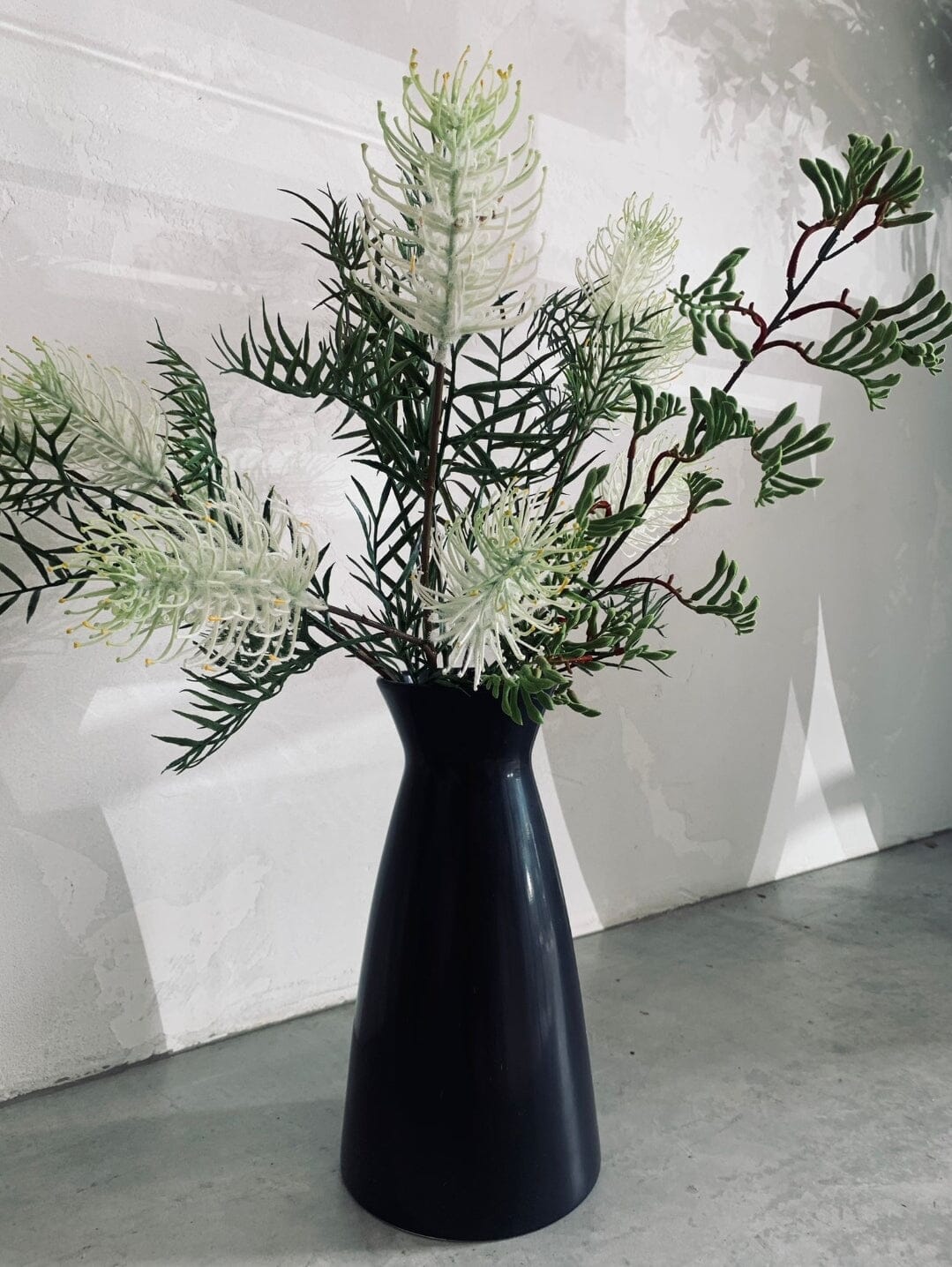 Habibi Faux Flowers + Black Ceramic Vase Gift Set - Large