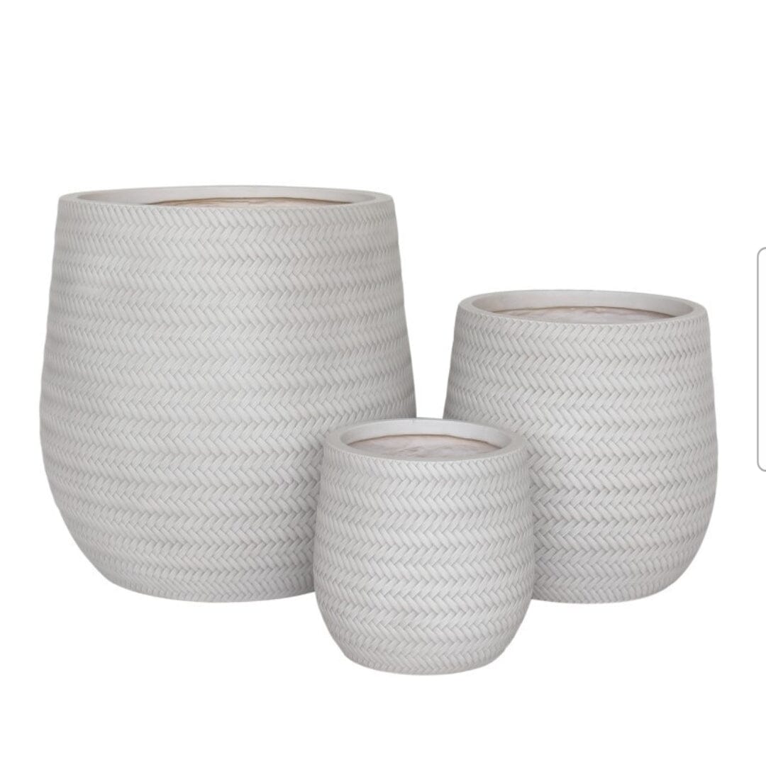 Weave Ceramic Plant Pot in White - Medium