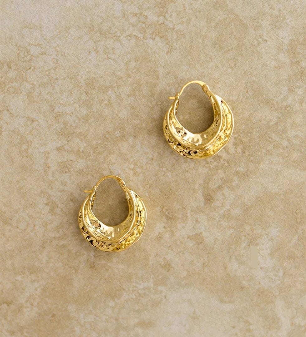 Indigo &amp; Wolfe - Reeve Hammered Gold Hoop Earrings