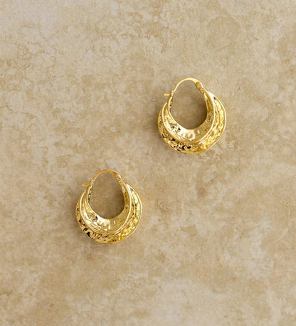 Indigo &amp; Wolfe - Reeve Hammered Gold Hoop Earrings