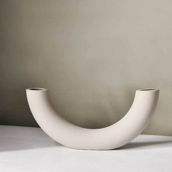Delphine Ceramic Horn Vase White (Save 20%)