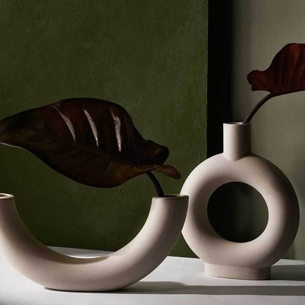 Delphine Ceramic Horn Vase White (Save 20%)