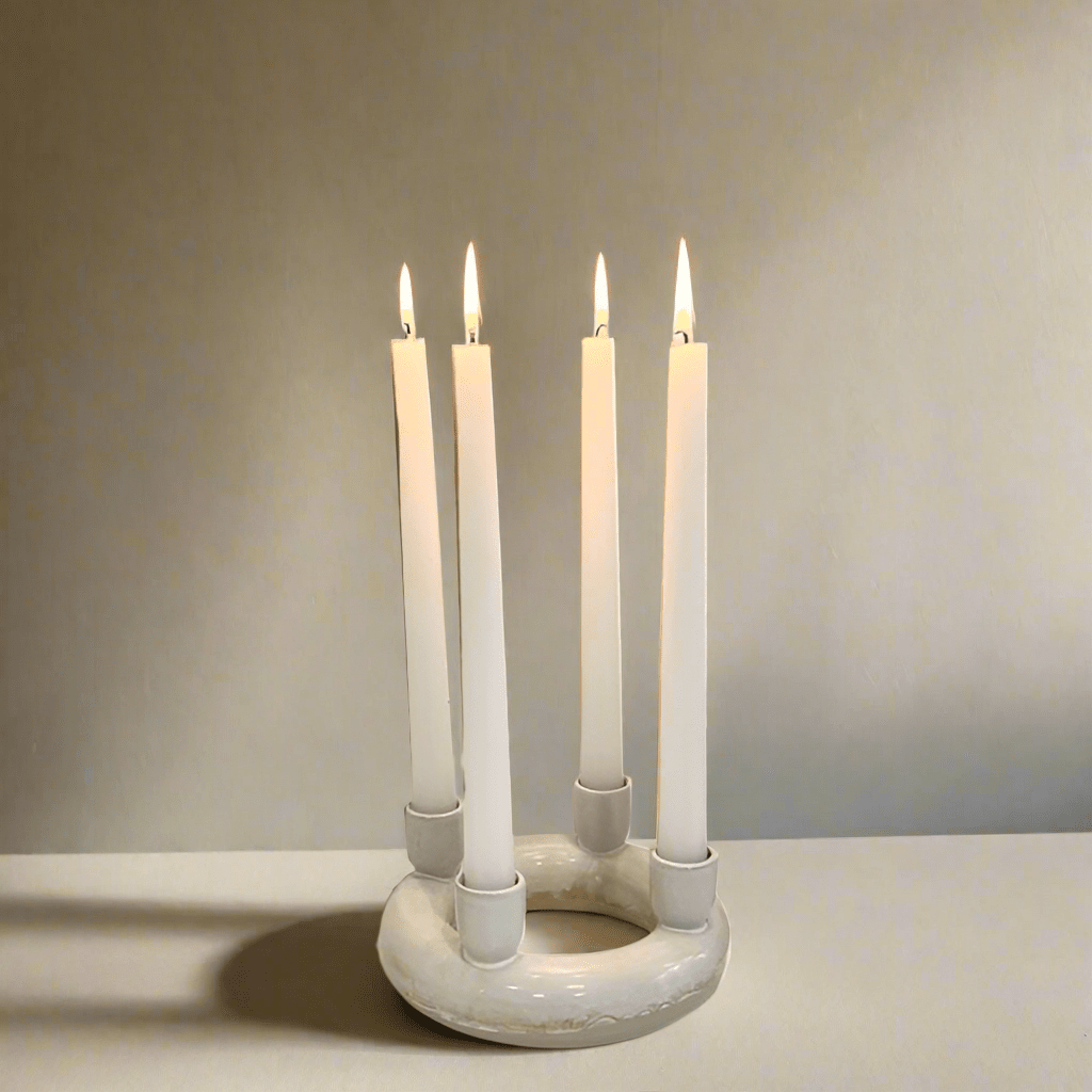Nordic 4-Candle Ceramic Centrepiece in White