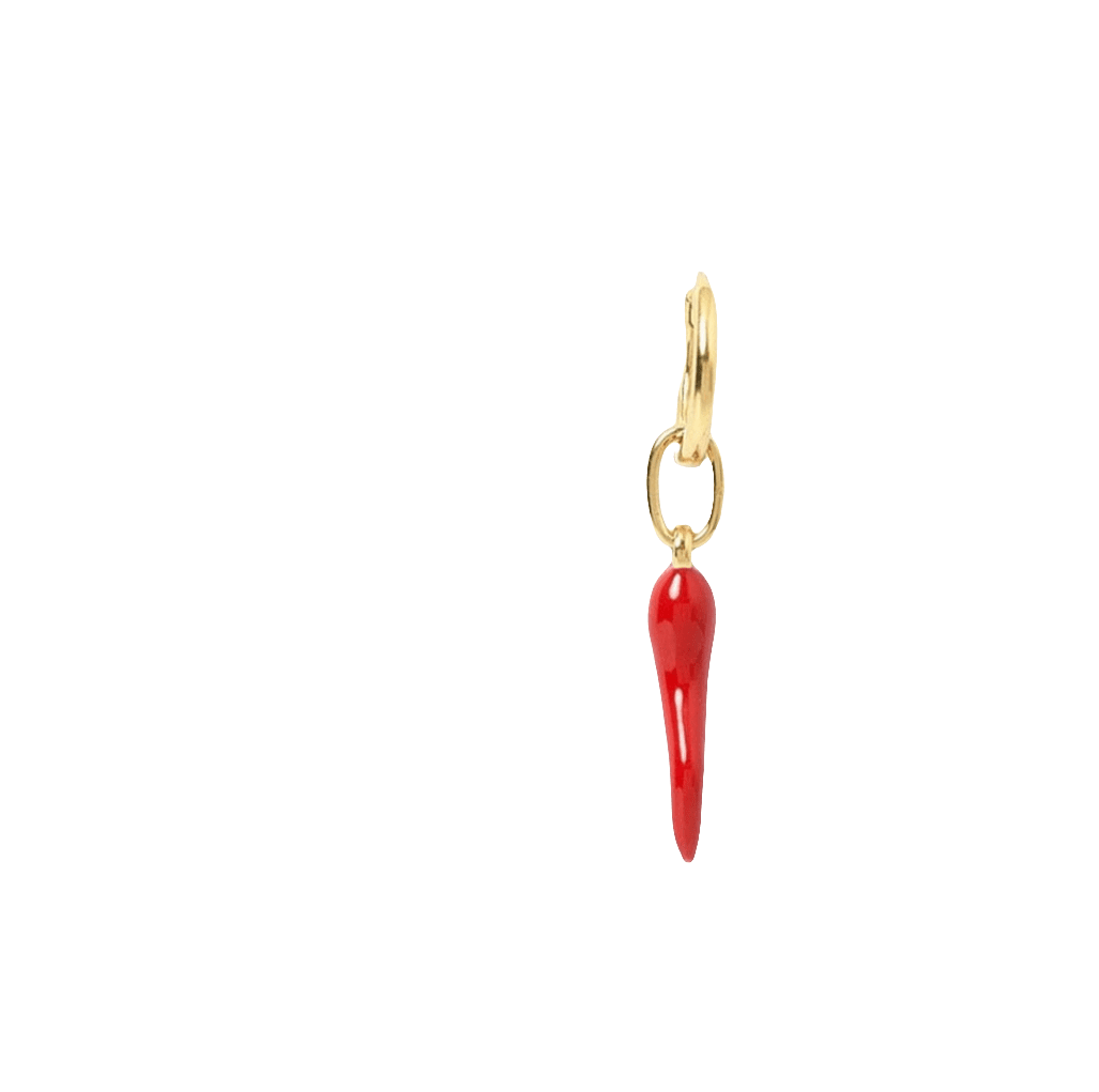 Cornicello Single Red Charm Earring
