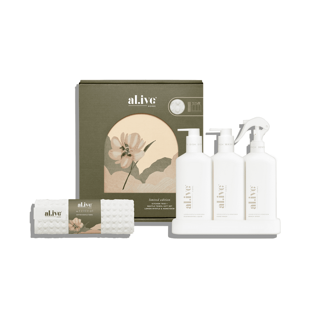 Al.ive Body - Kitchen Trio &amp; Towel Gift Set - Lemon Myrtle &amp; Honeydew