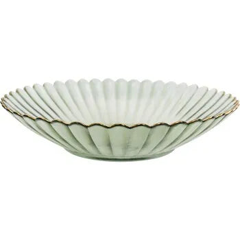 Eva Glass Fluted Plate in Green/Gold (M)