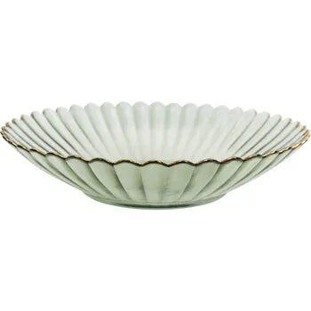 Eva Glass Fluted Plate in Green/Gold - Medium