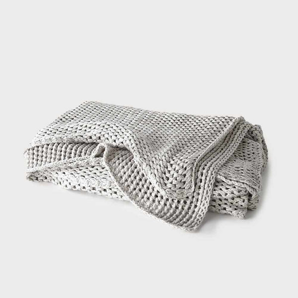 Abrazo Cotton Throw in Silver/Grey - 225 x 140cm (Save 17%)
