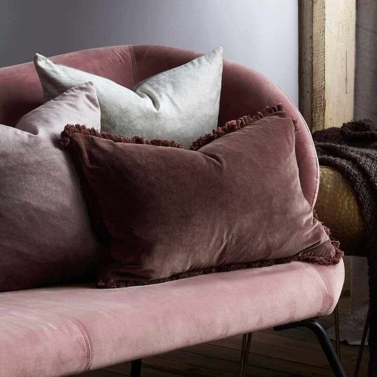 Lynette Boho Velvet Cushion in Chocolate - 50x50cm