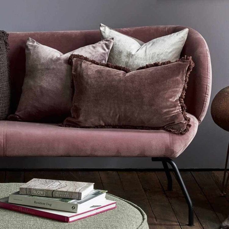 Lynette Boho Velvet Cushion in Chocolate - 50x50cm