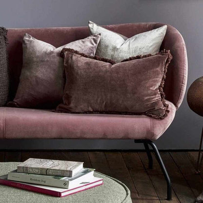 Lynette Boho Velvet Cushion in Chocolate - 50x50cm