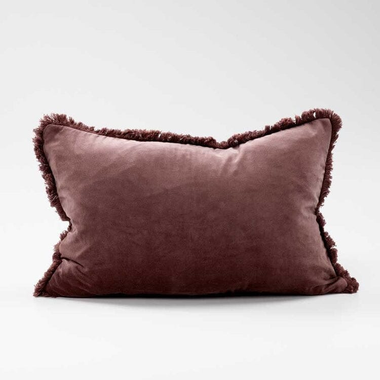 Lynette Boho Velvet Cushion in Chocolate - 40x60cm