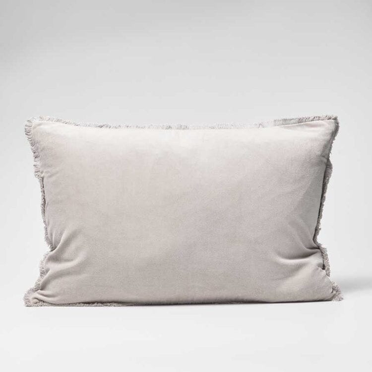 Lynette Boho Velvet Cushion in Silver Grey - 40x60cm