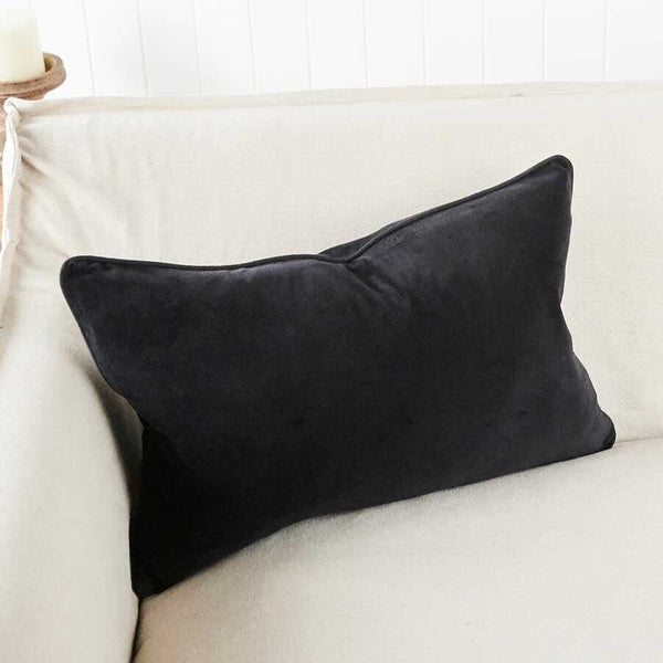 Lynette Velvet Feather Insert Cushion in Black - 40 x 60cm (Save 20%)