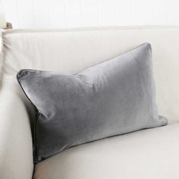 Lynette Velvet Feather Insert Cushion in Coal - 40 x 60cm (Save 20%)