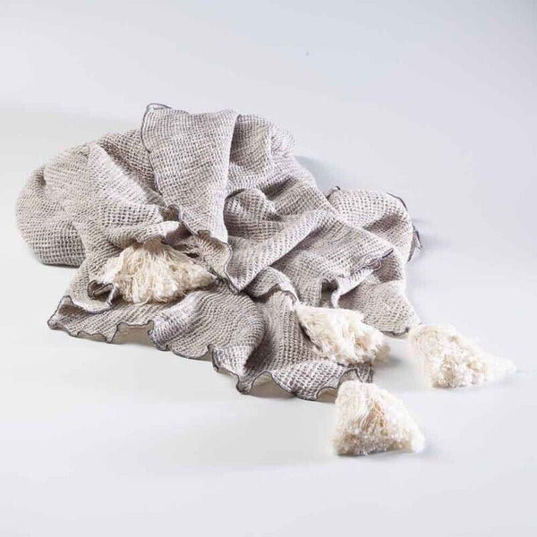 Marmo Cotton Throw in Silver/Grey - 180 x 150cm (Save 17%)