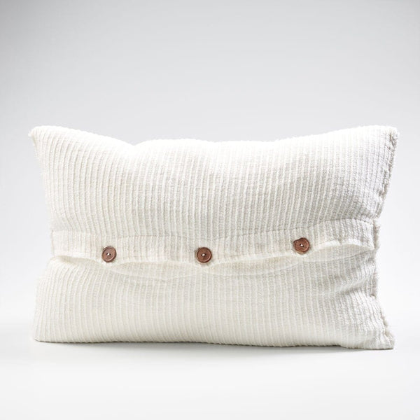 Raffled Linen Cushion in Ivory W/ Feather Insert - 40 x 60cm (Save 25%)