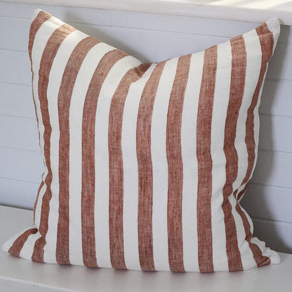 Santi Linen Cushion - Off White/Nutmeg Stripe 50x50cm