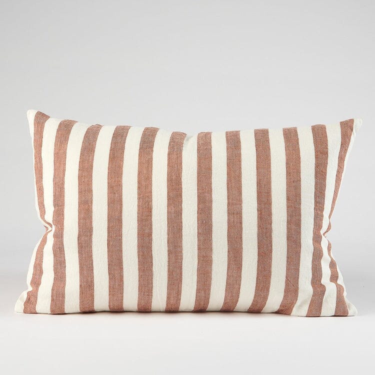 Santi Linen Cushion - Off White/Nutmeg Stripe 40x60cm