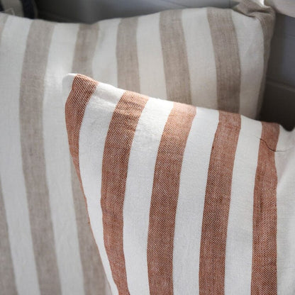 Santi Linen Cushion - Off White/Nutmeg Stripe 50x50cm