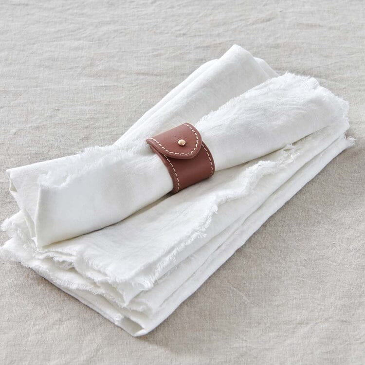 Soft Leather Napkin Rings Set in Tan