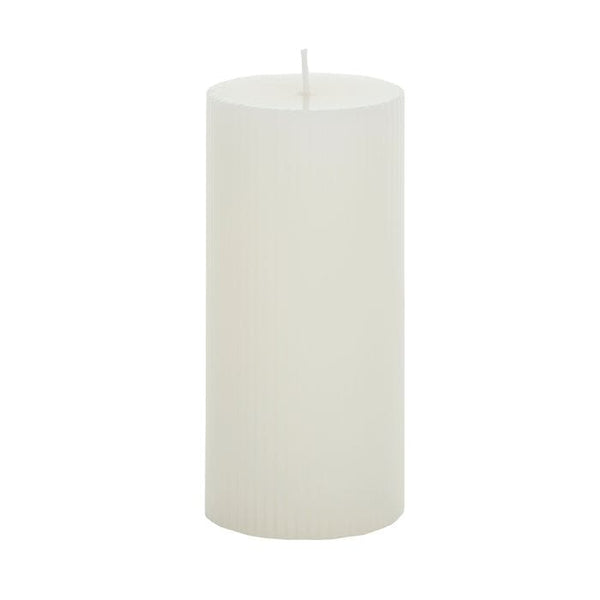 Ribbed Candle Pillar in White (L)