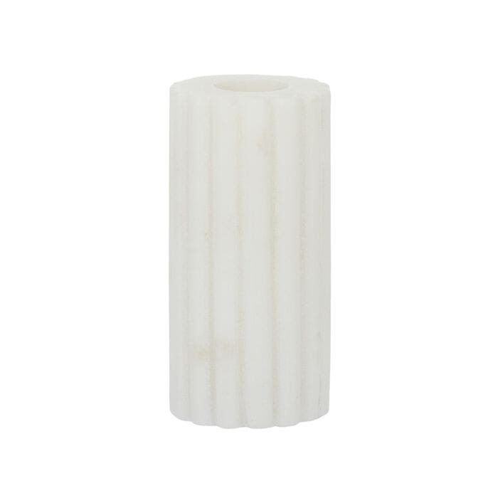 Dita Ribbed Marble Candle Holder White - Large