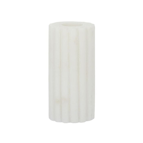 Dita Ribbed Marble Candle Holder in White (L)