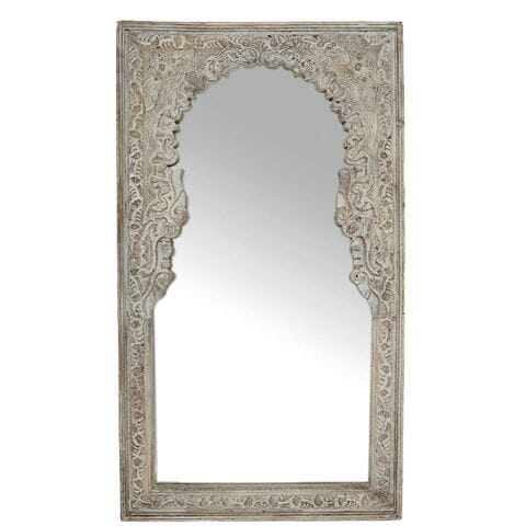 Yasmeen Moorish Antique Wood Mirror in White Wash