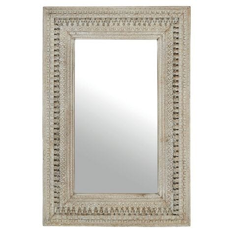 Samara Moorish Antique Wood Mirror in White Wash