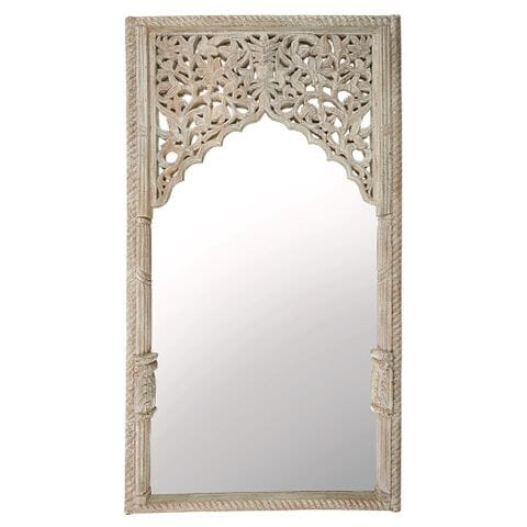 Amara Moorish Antique Wood Mirror in White Wash