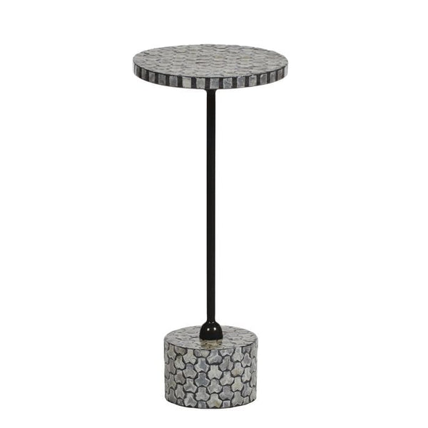 Loreen Inlay Side Table in Black/Ivory