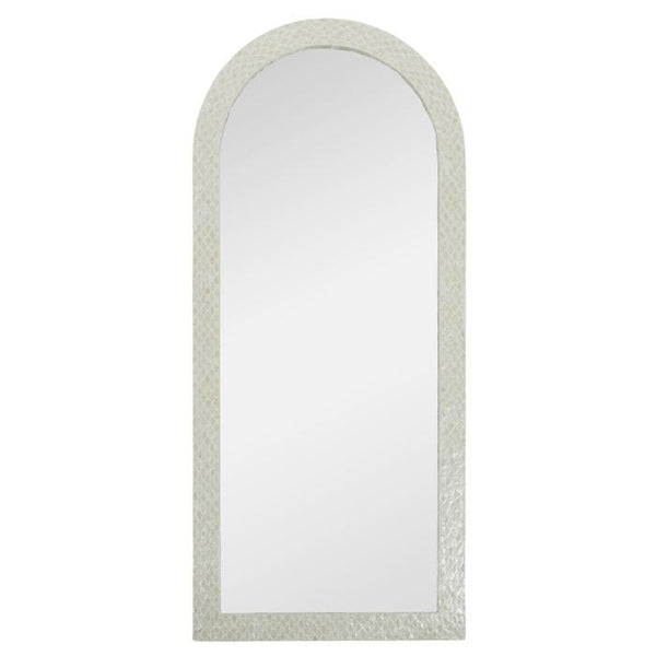 Layla Inlay Arch Floor Mirror in Ivory