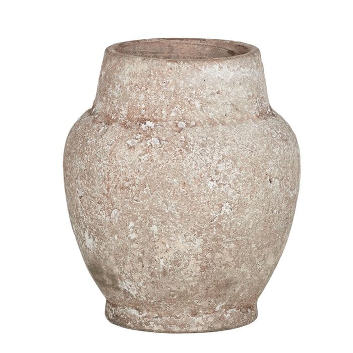Elonara Antique Cement Vase in Natural/Terracotta