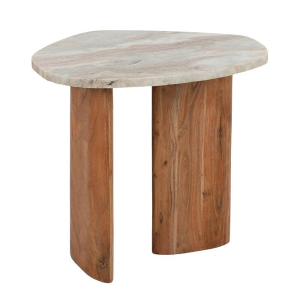 Annika Marble + Wood Side Table