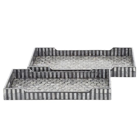Alba Inlay Rectangular Tray in Grey/Black - Large