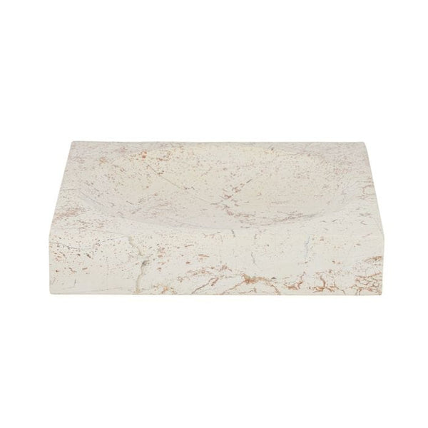 Mila Square Marble Tray/Bowl in Beige/White