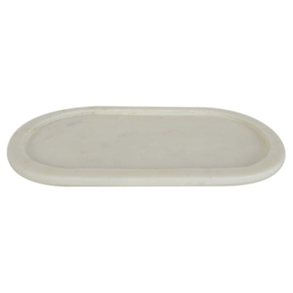 Bridgette Marble Oval Tray in White - Large