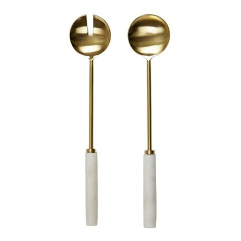Elia Marble Salad Servers in White/Gold (Save 29%)