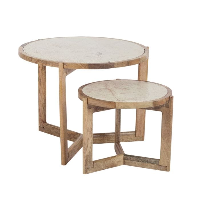Bijoux Marble Coffee Table Set of 2 in White/Natural