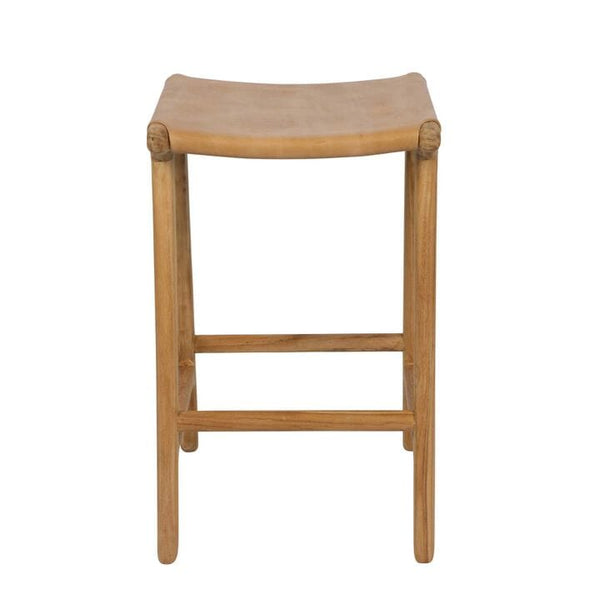 Zara Leather Bar Stool in Brown