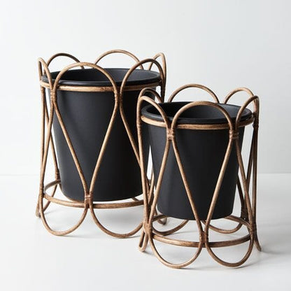 Hana Black Metal Pot w/ Stand - Small (Save 33%)