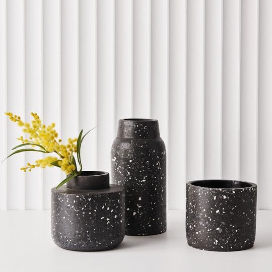 Olivia Black Terrazzo Vase 25cm (Save 40%)